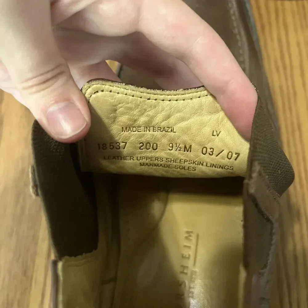 Florsheim Men's Size 9.5 #18537 Brown Leather Sheepskin Slip On Ankle Boot